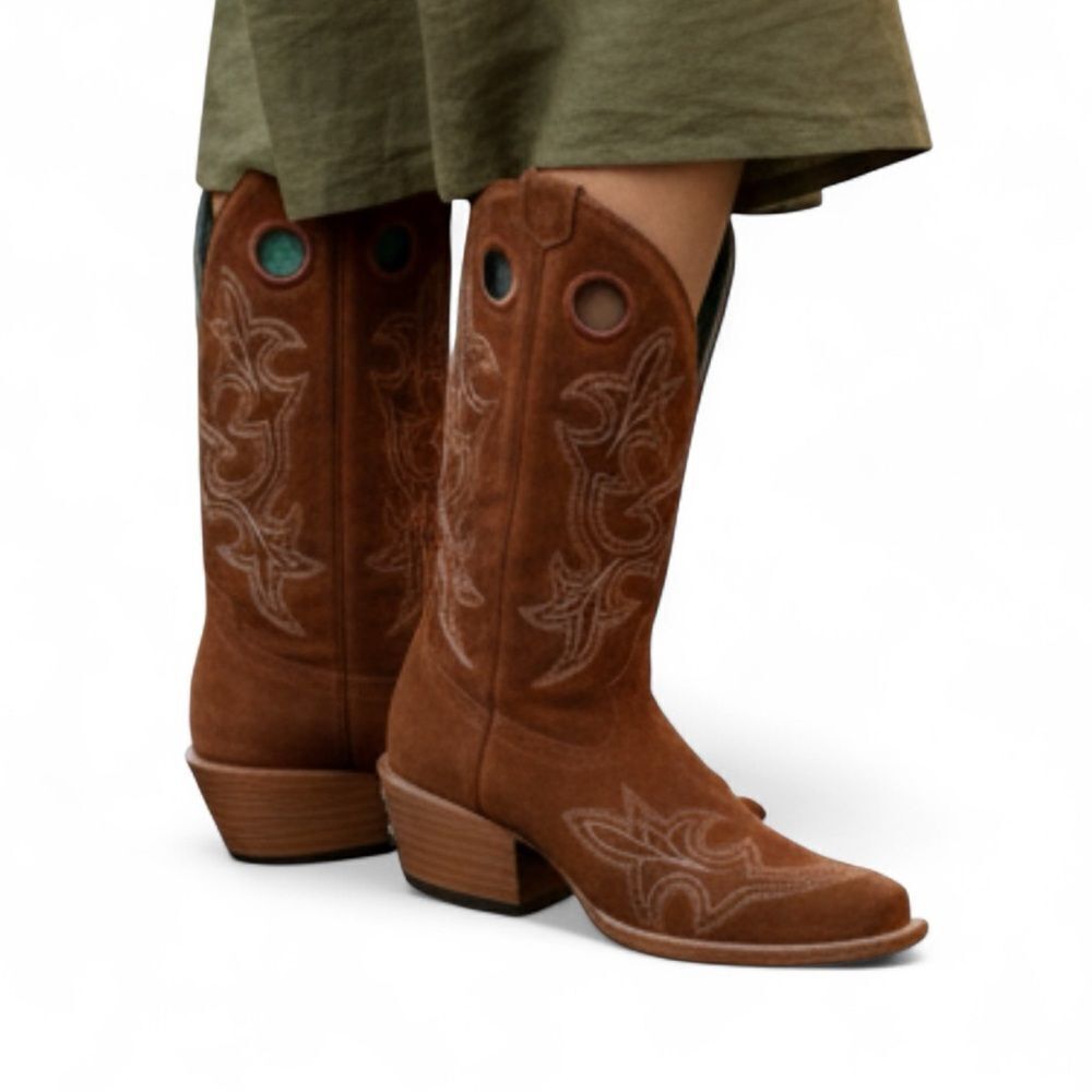 Corral Tan Suede Square Toe Leather Boots(Size 7.5)